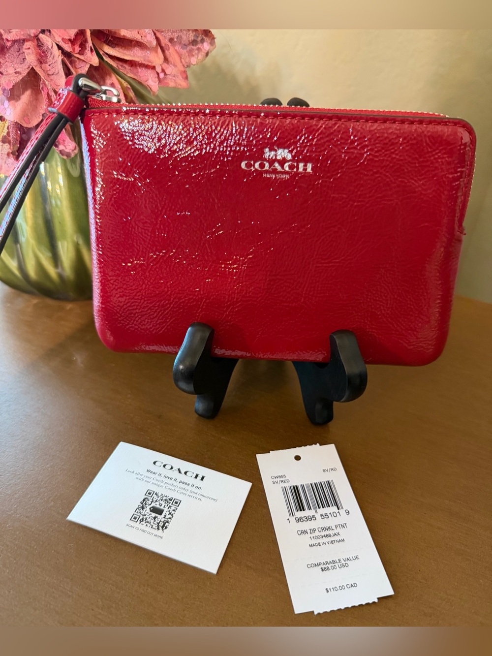 COACH Patent Leather Red Wristlet-NWT